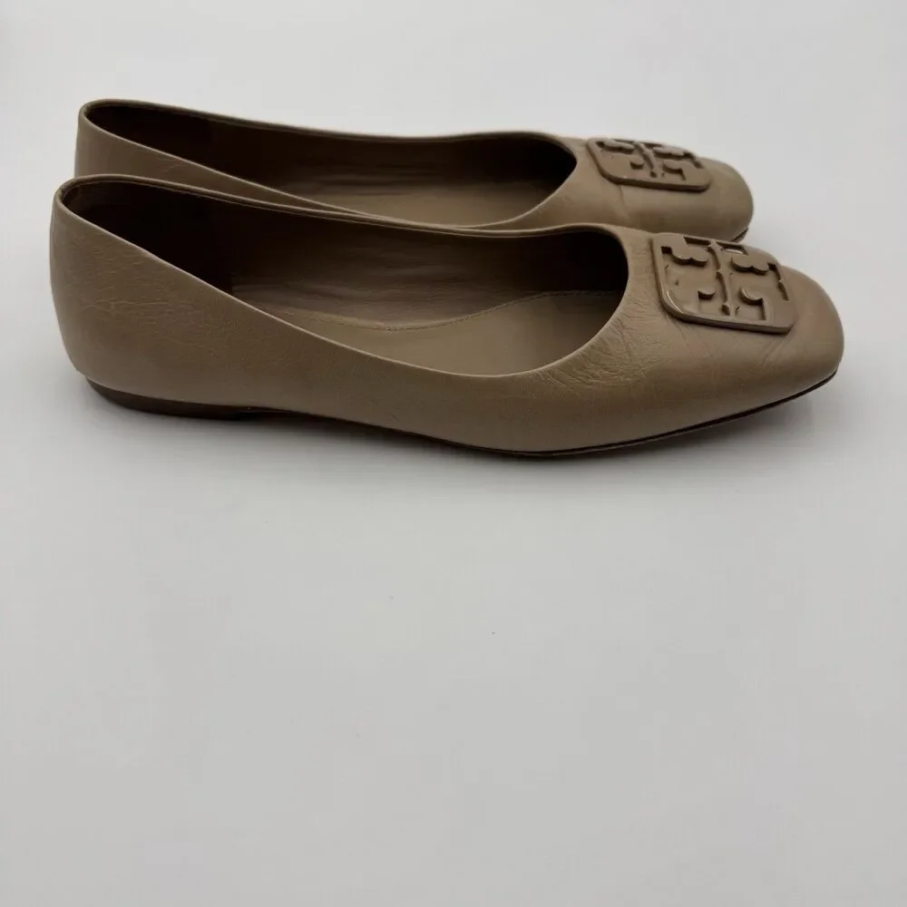 Tory Burch Nude Leather Ballet Flats Square Toe Size 9 1/2M Women’s